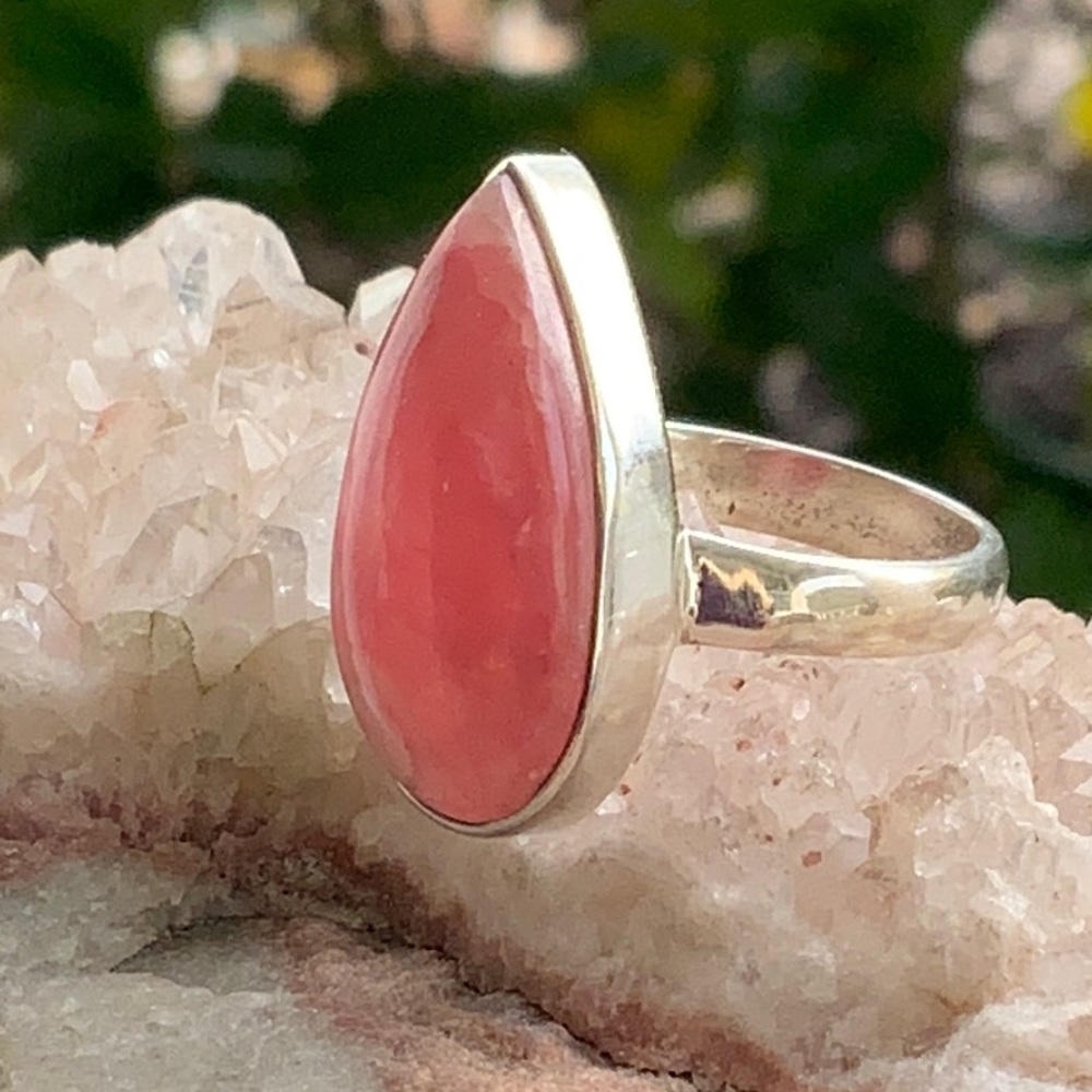 RHODOCROSITE 925 STERLING SILVER RING, SIZE 7 - Picture 5 of 9
